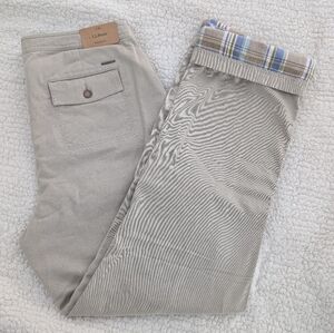 L.L. Bean Women's 14 Tall Khaki Chinos with Plaid Flannel Lining-Never Worn